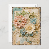みすぼらしいシックなヴィンテージフラワーコラージュ シーズンポストカード (正面/裏面)