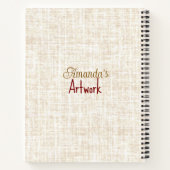 みすぼらしいシックなヴィンテージ水の色のテクス自然チャ ノートブック (裏面)