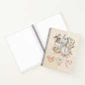 みすぼらしいシックなヴィンテージ水の色のテクス自然チャ ノートブック (内部)