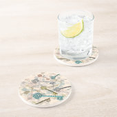 みすぼらしいシックなヴィンテージ鍵プリント、微妙な、陰淡い色の色 コースター (側面)