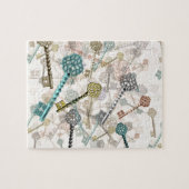 みすぼらしいシックなヴィンテージ鍵プリント、微妙な、陰淡い色の色 ジグソーパズル (横)