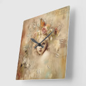 みすぼらしいシックなヴィンテージ スクエア壁時計 (傾斜)