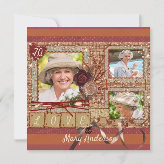 みすぼらしいシックな写真の誕生日パーティーの招待状 招待状 (正面)