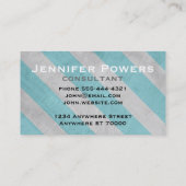 みすぼらしいシックな名刺ティール(緑がかった色)とグレーストライプ 名刺 (裏面)