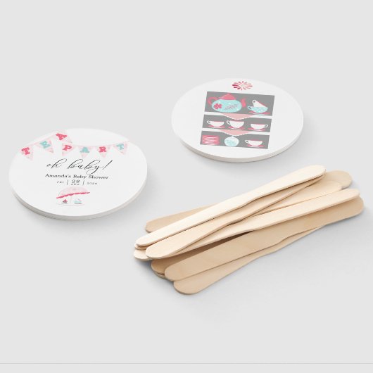 みすぼらしいシックな女の子の赤ちゃんシャワーティーパーティー ハンドファン (組立なし)