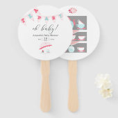 みすぼらしいシックな女の子の赤ちゃんシャワーティーパーティー ハンドファン (正面&裏面)