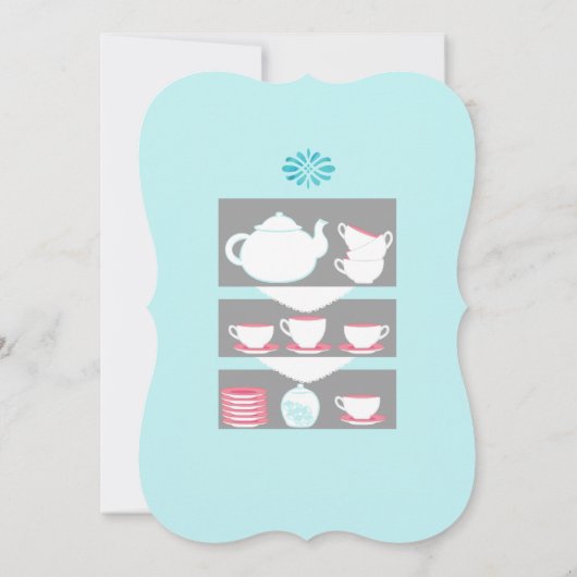 みすぼらしいシックな女の子ベビーシャワーティーパーティの招待状 招待状 (裏面)