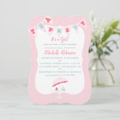みすぼらしいシックな女の子ベビーシャワーティーパーティの招待状 招待状 (スタンド正面)