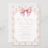 みすぼらしいシックな弓結び結びブライダルシャワー 招待状 (正面)