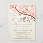 みすぼらしいシックな愛の鳥のブライダルシャワーの招待 招待状 (正面/裏面)