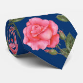 みすぼらしいシックな水色ピンクのローズフローラルパターン ネクタイ (ロール)