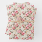 みすぼらしいシックな水色マゼンタとセージバラ ラッピングペーパーシート (インサイチュ)