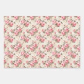 みすぼらしいシックな水色マゼンタとセージバラ ラッピングペーパーシート (正面)