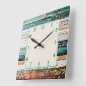 みすぼらしいシックな混合パターン スクエア壁時計 (傾斜)