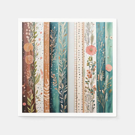 みすぼらしいシックな混合パターン スタンダードカクテルナプキン (正面)