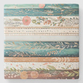 みすぼらしいシックな混合パターン ストーンコースター (正面)