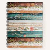 みすぼらしいシックな混合パターン ノートブック (正面)