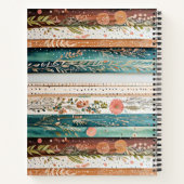 みすぼらしいシックな混合パターン ノートブック (裏面)