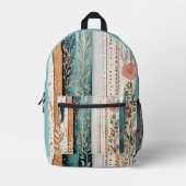 みすぼらしいシックな混合パターン プリントバックパック (正面)