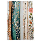 みすぼらしいシックな混合パターン ミディアムペーパーバッグ (裏面)