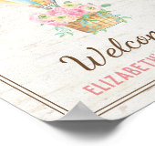 みすぼらしいシックな熱気球ピンクのフローラシャワー ポスター (角)