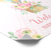 みすぼらしいシックな熱気球ピンクのフローラシャワー ポスター (角)