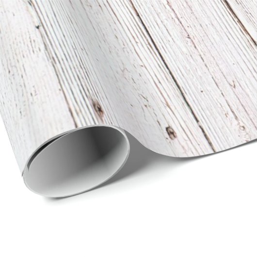 みすぼらしいシックな白い結婚木材 ラッピングペーパー (ロールコーナー)