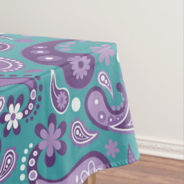 みすぼらしいシックな紫とブルーのペイズリーパターン テーブルクロス
