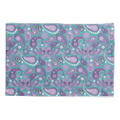 みすぼらしいシックな紫とブルーのペイズリーパターン 枕カバー (裏面)