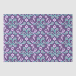 みすぼらしいシックな紫とブルーのペイズリーパターン 薄葉紙