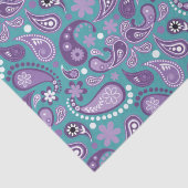 みすぼらしいシックな紫とブルーのペイズリーパターン 薄葉紙 (詳細)