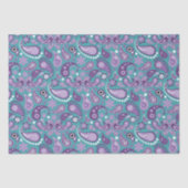 みすぼらしいシックな紫とブルーのペイズリーパターン 薄葉紙 (正面)