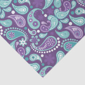みすぼらしいシックな紫とライトブルーのペイズリーパターン 薄葉紙 (詳細)