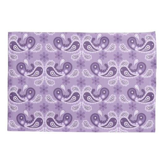 みすぼらしいシックな紫と白のペイズリー模様 枕カバー (裏面)