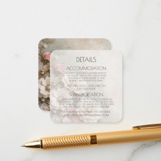 みすぼらしいシックな結婚紙の花を作成 エンクロージャーカード (正面/裏面インサイチュ)