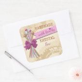 みすぼらしいシックな編み物編み針の手作り スクエアシール (封筒)