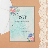 みすぼらしいシックな色あせた壁紙とフローラ結婚ズ 出欠カード