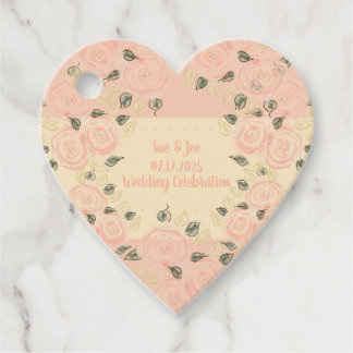 みすぼらしいシックな花のハート型 フェイバータグ