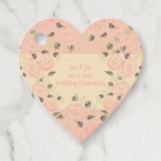 みすぼらしいシックな花のハート型 フェイバータグ (正面)