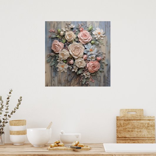 みすぼらしいシックな花のポスター ポスター (キッチン)