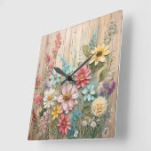 みすぼらしいシックな花の壁時計 スクエア壁時計 (傾斜)