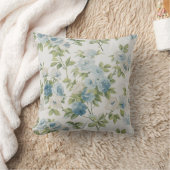 みすぼらしいシックな花の水の色のバラブルーフローラ クッション (ブランケット)