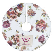 みすぼらしいシックな花を白にパーソナライズされた- ブラッシュドポリエステルツリースカート (正面)