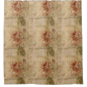 みすぼらしいシックな花グランジ，素朴，バラ，レトロ擦り切れた，レトロ， シャワーカーテン (正面)