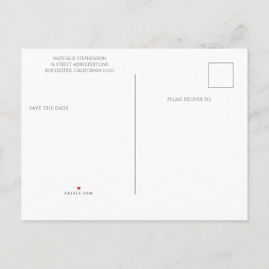 みすぼらしいシックな花模様の結婚式の日付を保存 案内ポストカード (裏面)