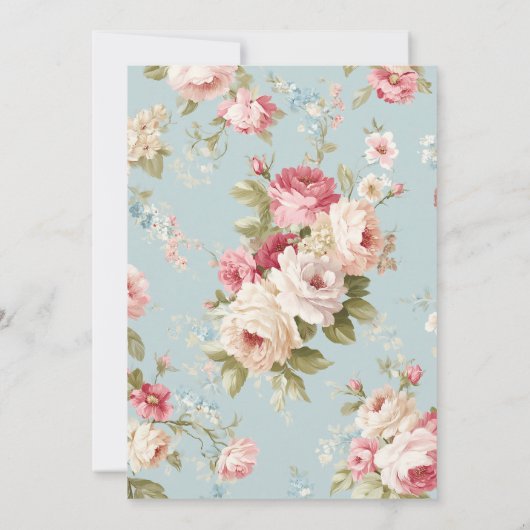 みすぼらしいシックな花模様ベビーシャワー 招待状 (裏面)