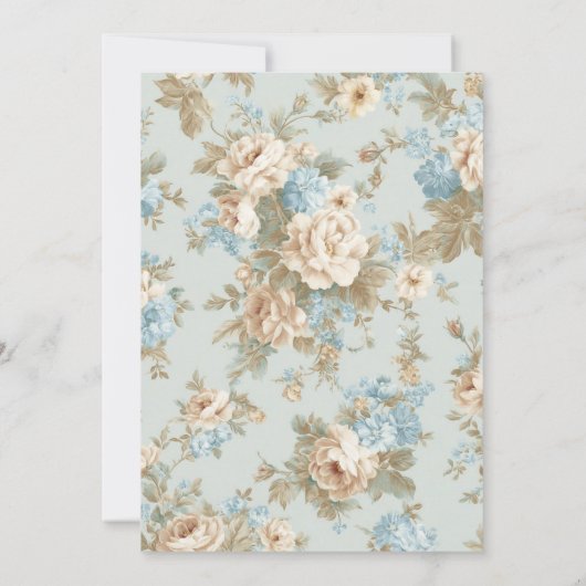 みすぼらしいシックな花模様ベビーシャワー 招待状 (裏面)