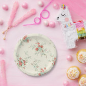 みすぼらしいシックな花模様 ペーパープレート (パーティー)