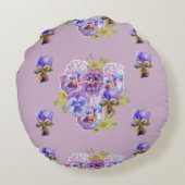 みすぼらしいシックな薄紫フローラフラワーズラウンドクッション ラウンドクッション (裏面)