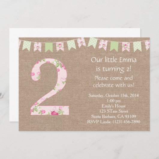 みすぼらしいシックな誕生日パーティーの招待みすぼらしいシック 招待状 (正面/裏面)